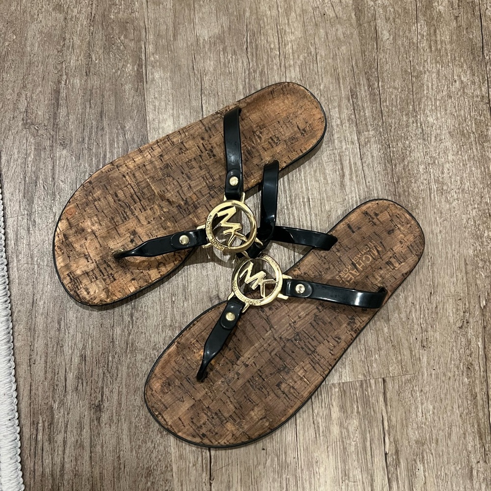 Michael Kors Black and Gold Men's Flip Flops